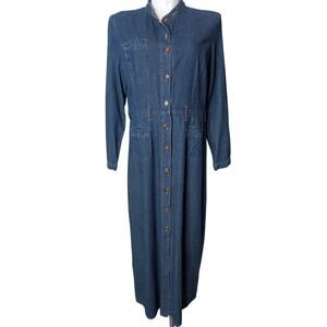 Vintage‎ Denim Maxi Dress Women 14 Boho Casual Classic Minimalist Grunge Western